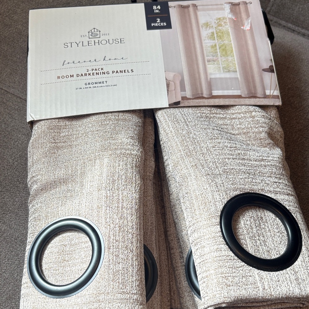 4x Stylehouse Beige Room Darkening Curtains